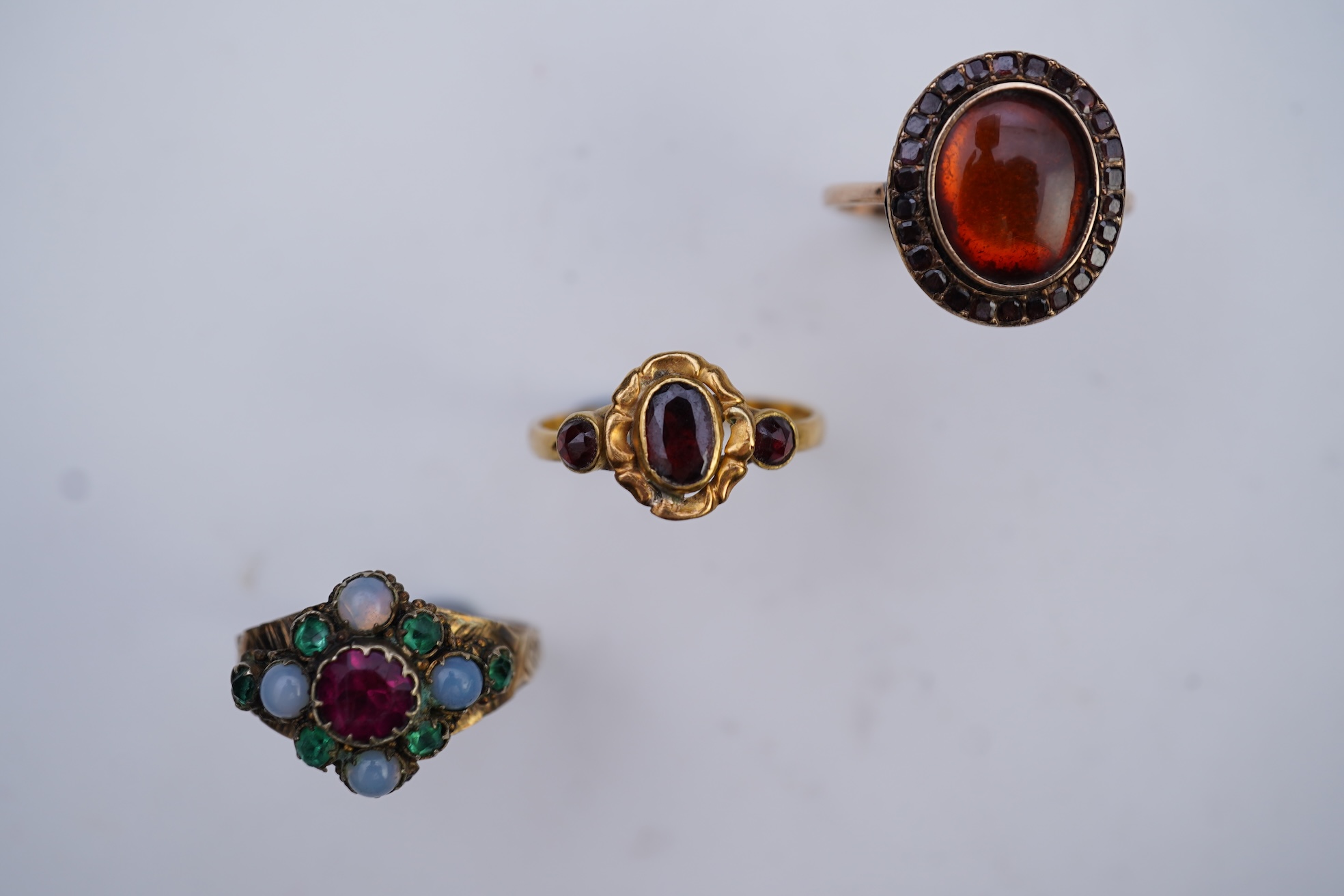 A collection of three antique rings, late 18th-19th century